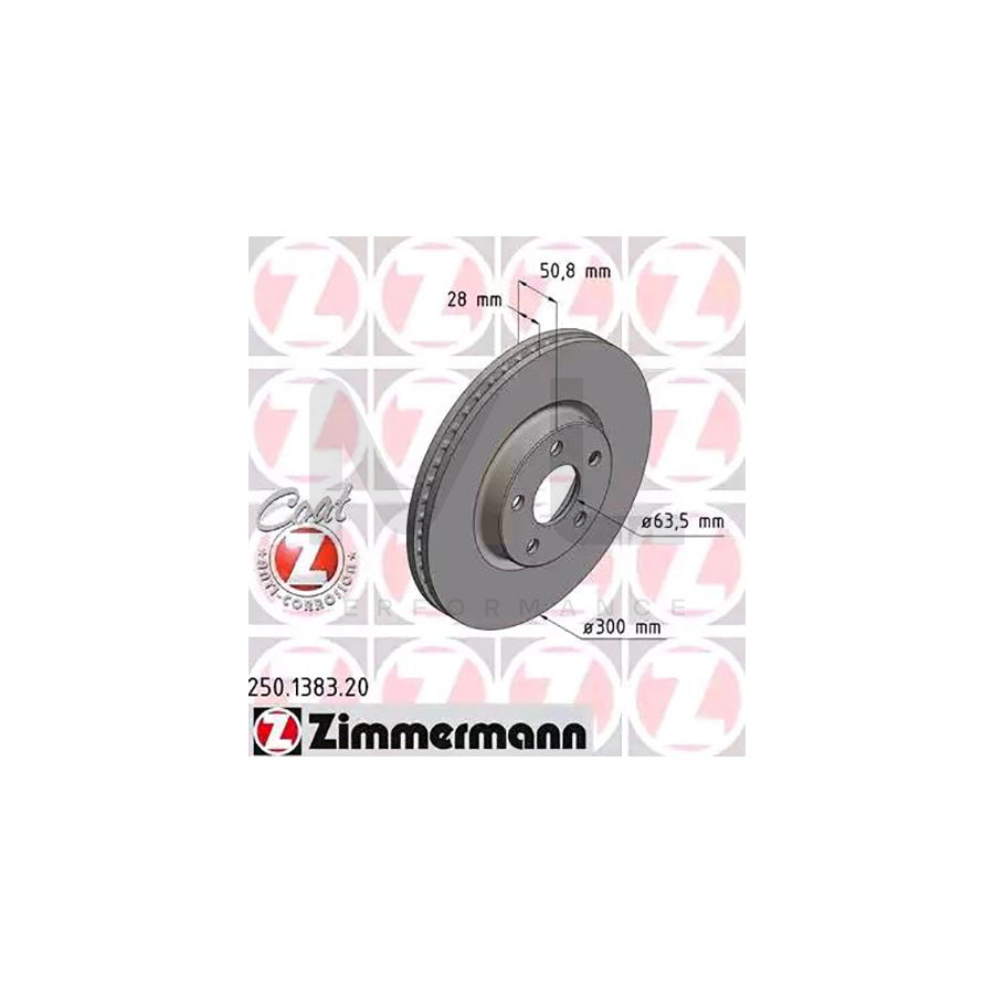 ZIMMERMANN COAT Z 250.1383.20 Brake Disc Internally Vented, Coated - 1 piece