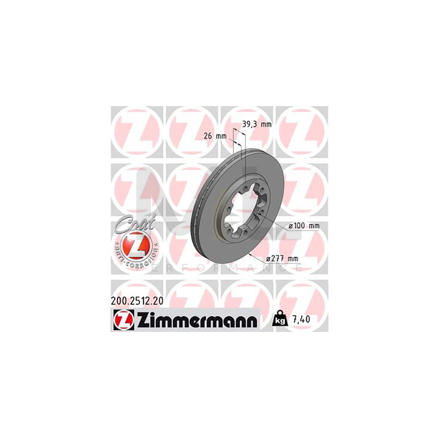 ZIMMERMANN 200.2512.20 Brake Disc Internally Vented, Coated - 1 piece