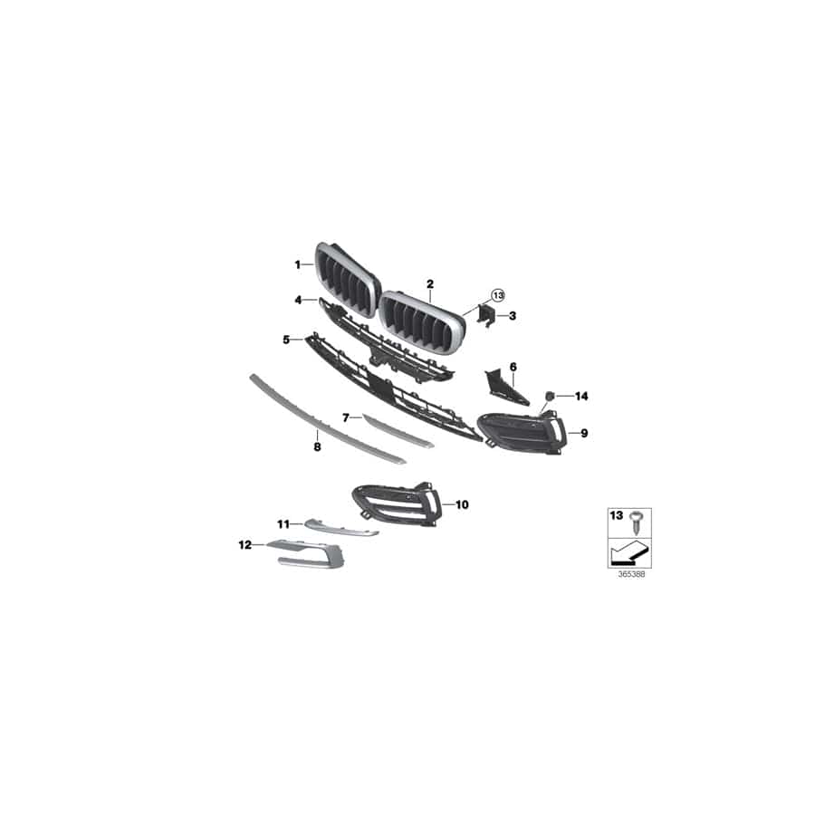 Genuine BMW 51137373697 F16 Trim Grill, High, Left (Inc. X6)