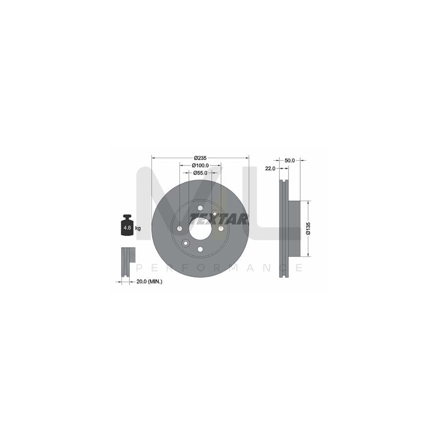TEXTAR PRO 92288203 Brake Disc for KIA RIO Internally Vented, Coated, without wheel hub, without wheel studs - 1 piece