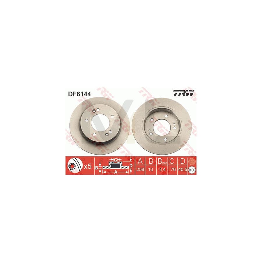 TRW DF6144 Brake Disc Solid, Painted - 1 piece