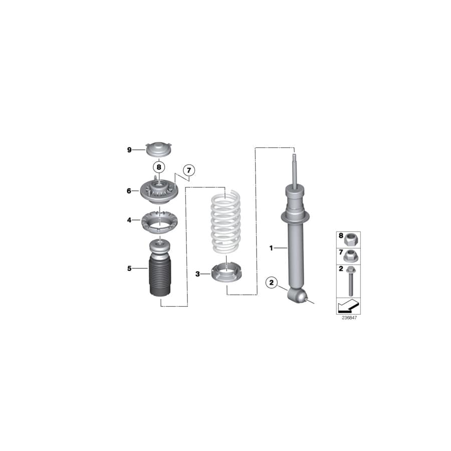 Genuine BMW 33526789616 Spring Strut, Rear (Inc. 640d & 640i)