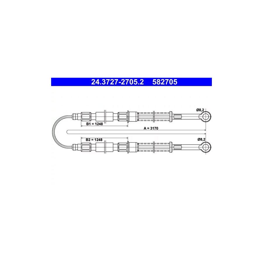ATE 24.3727-2705.2 Hand Brake Cable for Seat Terra