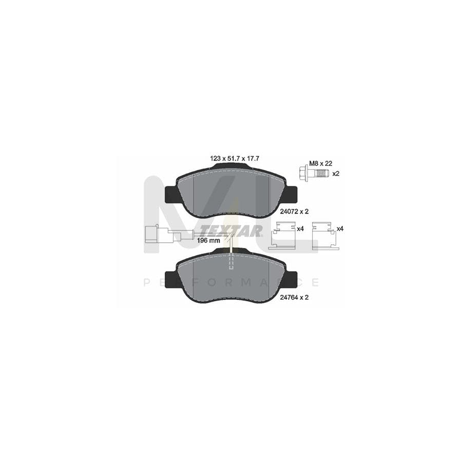 TEXTAR 2476401 Brake pad set with integrated wear warning contact