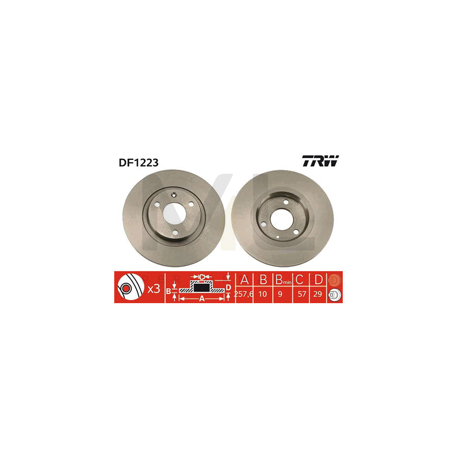 TRW DF1223 Brake Disc for CITRO??? AX Solid - 1 piece
