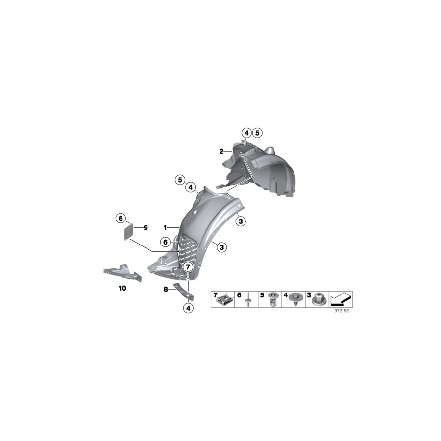 Genuine BMW 51717484140 F25 F26 Wheel Arch Cover, Front Section, Rgt Frt (Inc. X3 28dX, X3 20i & X4 20dX)