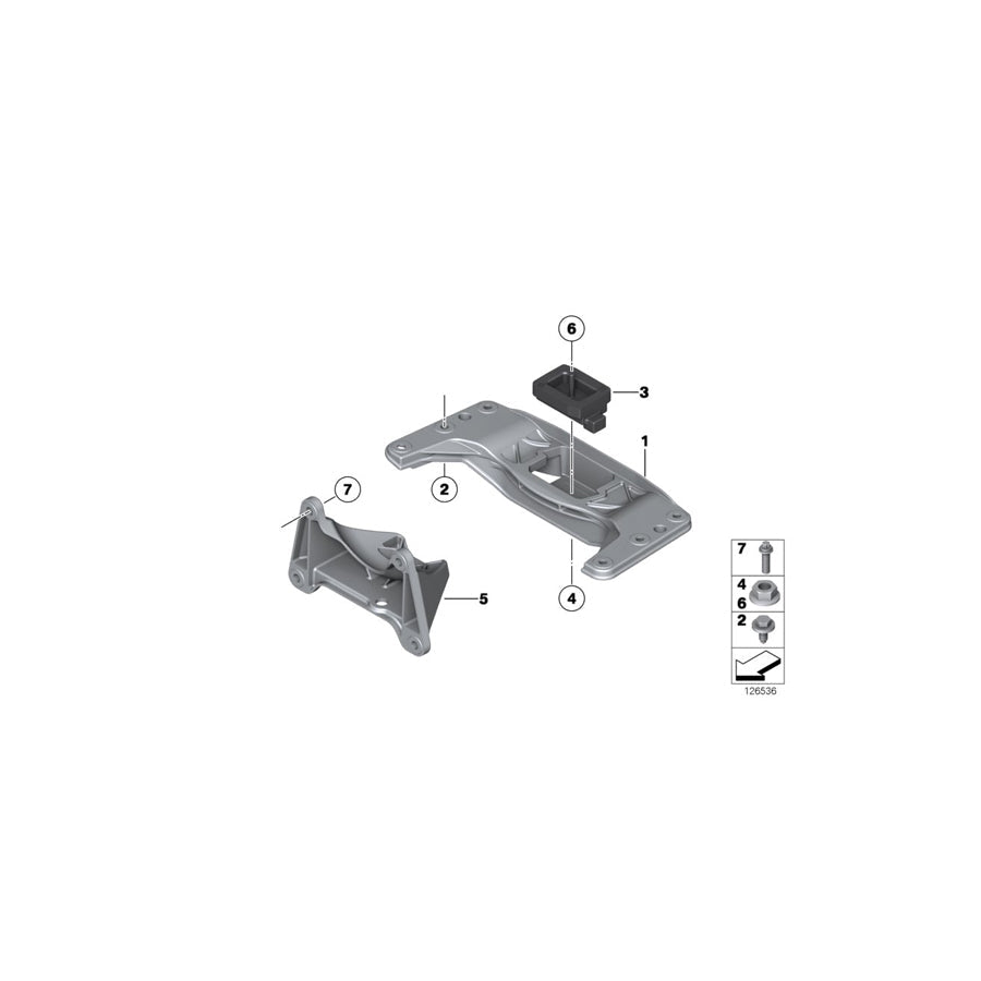 Genuine BMW 22326781235 F10 F07 F02 Transmission Supporting Bracket (Inc. 520d, 740i & 530d 155kW)