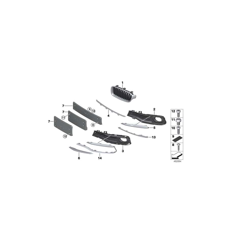 Genuine BMW 51137475967 F30 Grille, Front, Left PHEV (Inc. 330e)