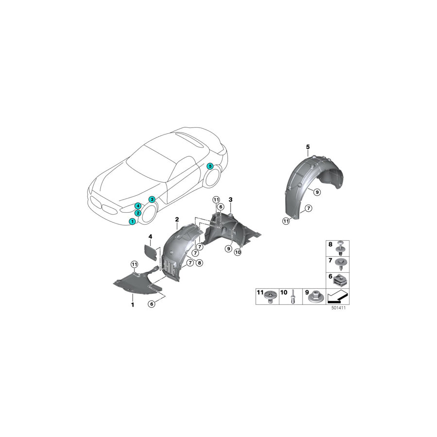 Genuine BMW 51717441901 G29 Cover, Wheelhousing, Rear, Front Left (Inc. Z4 30i, Z4 M40i & Z4 20i)