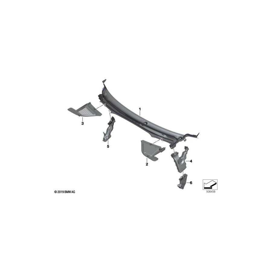Genuine BMW 51717434887 G06 G05 G07 Water Drain Channel, Lower Left (Inc. X5 30dX, X5 M50dX & X5 45eX)
