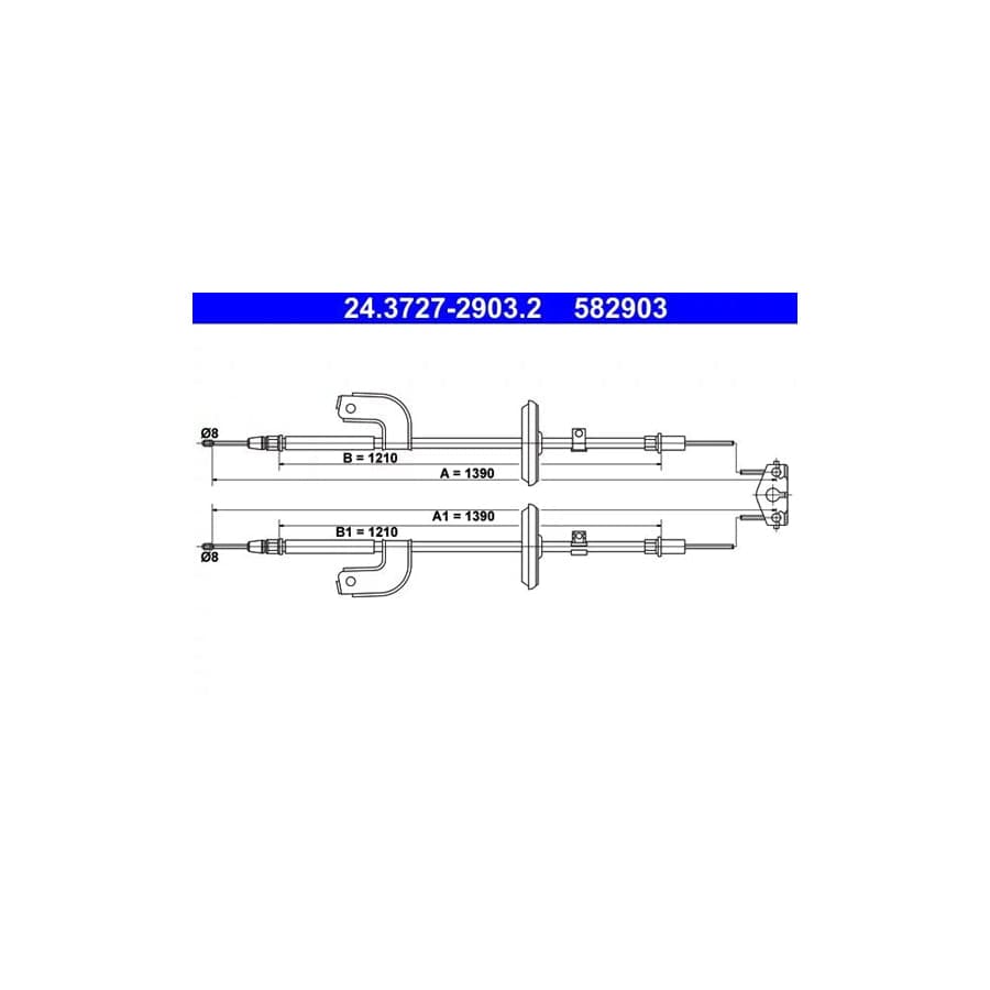 ATE 24.3727-2903.2 Hand Brake Cable for Chevrolet Aveo
