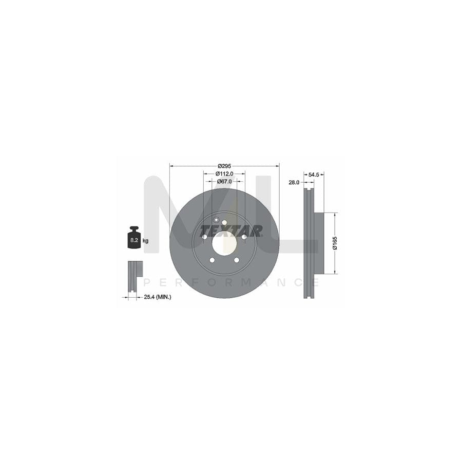 TEXTAR PRO 92115203 Brake Disc Internally Vented, Coated, without wheel hub, without wheel studs - 1 piece