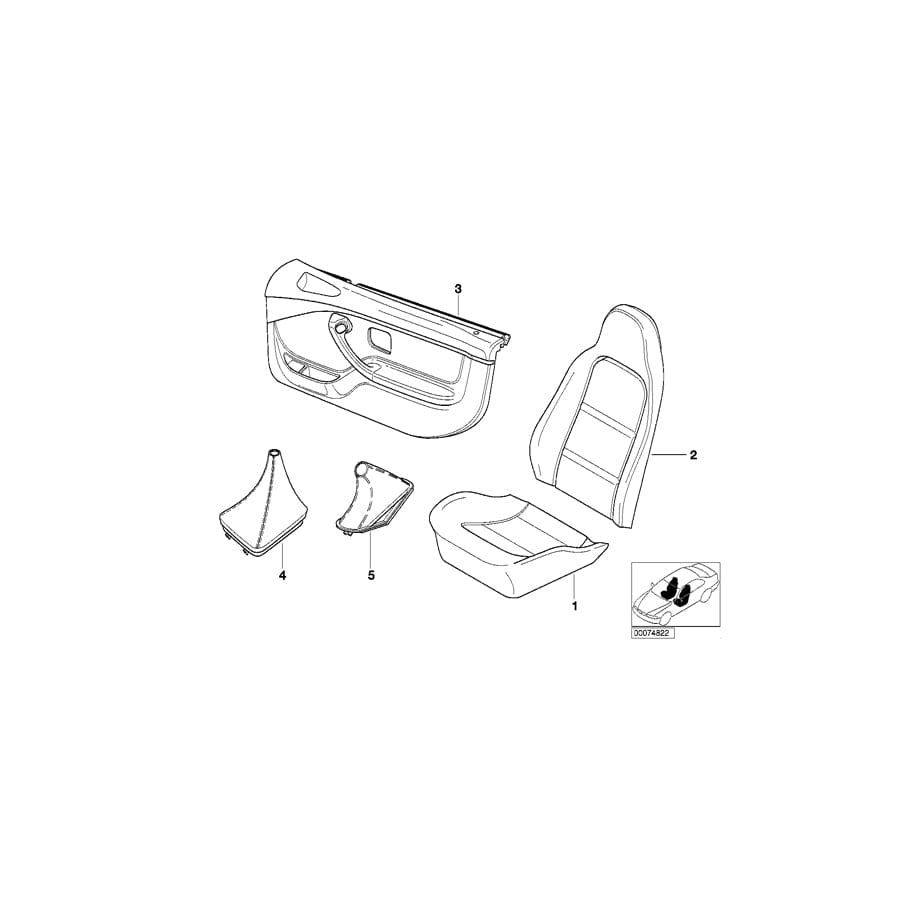 Genuine BMW 51412496762 E36 Door Lining Leather Right Q6ES ESTORILBL. (Inc. Z3)