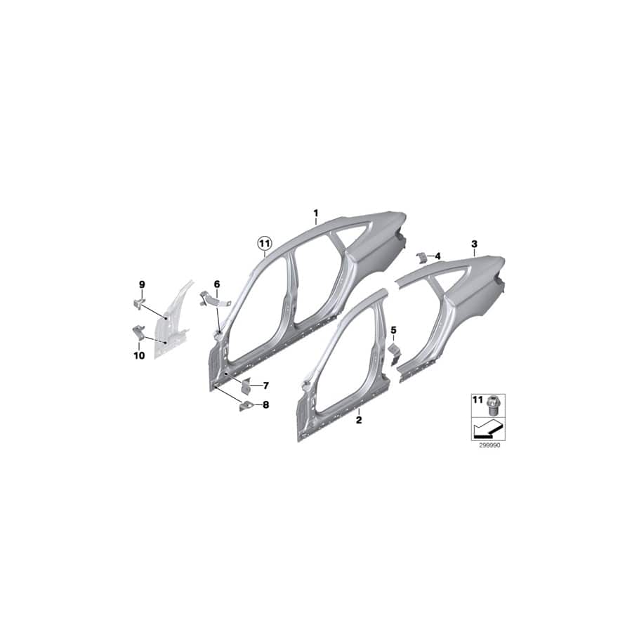 Genuine BMW 51137424037 F34 Gasket, Door Joint, C Column, Left (Inc. 320dX, 335dX & 330d)