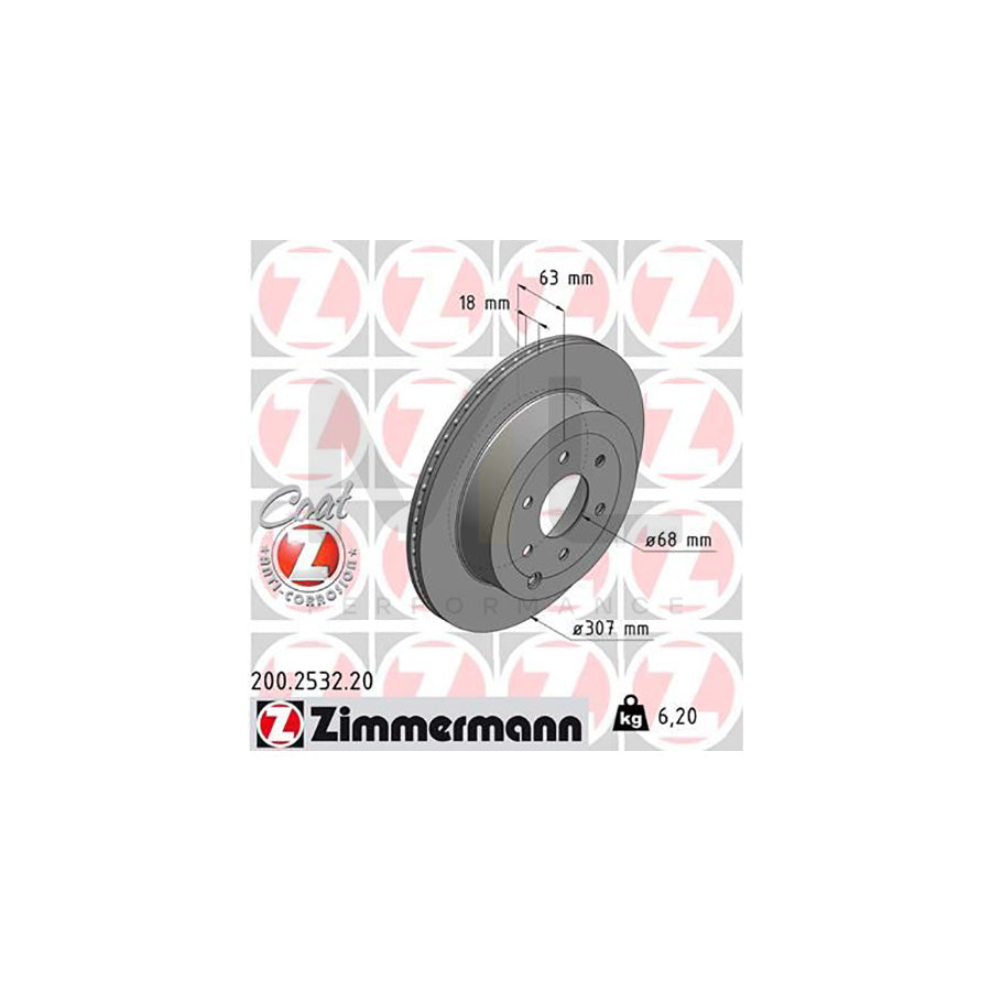 ZIMMERMANN COAT Z 200.2532.20 Brake Disc Internally Vented, Coated - 1 piece