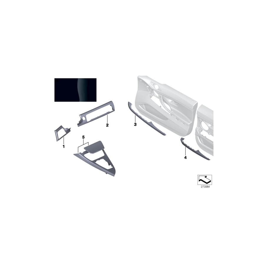 Genuine BMW 51428032937 Wooden Strip, Door Rear Left PIANOLACK SW (Inc. 650iX 4.0, 650i & 640iX)