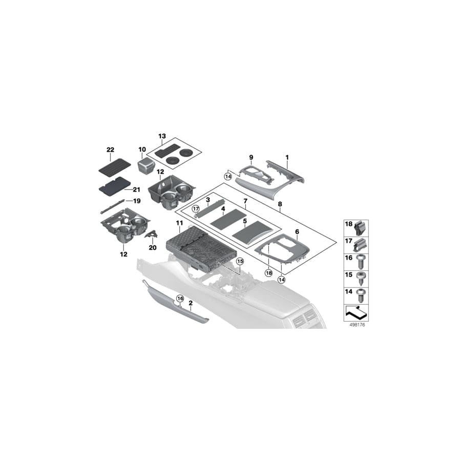 Genuine BMW 51169352293 G11 G12 Trim Cover, Center Console, Leather COGNAC (Inc. 745Le, 750LiX & 740Li)