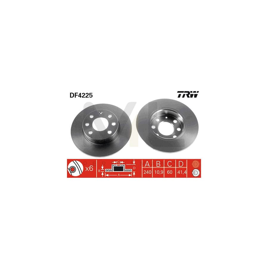TRW DF4225 Brake Disc Solid, Painted - 1 piece