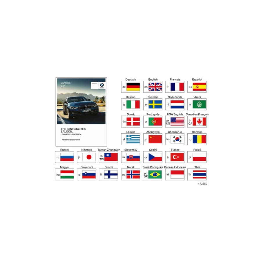Genuine BMW 01402926550 Owner's Manual For F30 ENUS (Inc. 328dX, 328i & 335i)