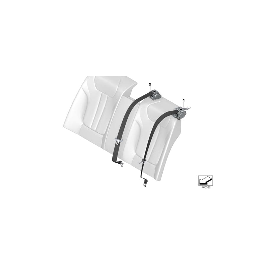 Genuine BMW 72117990475 G12 G11 Top Belt, Rear Outside CARAMEL (Inc. 745Le, 730Ld & 725Ld)