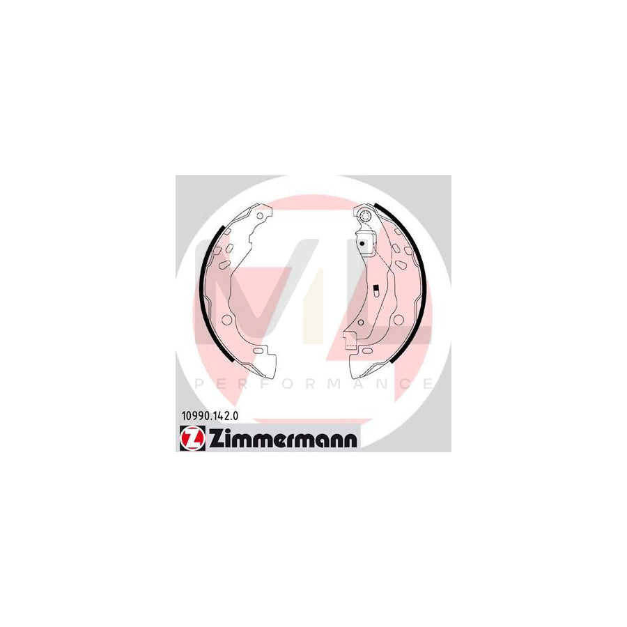 ZIMMERMANN 10990.142.0 Brake Shoe Set Photo corresponds to scope of supply, with lever