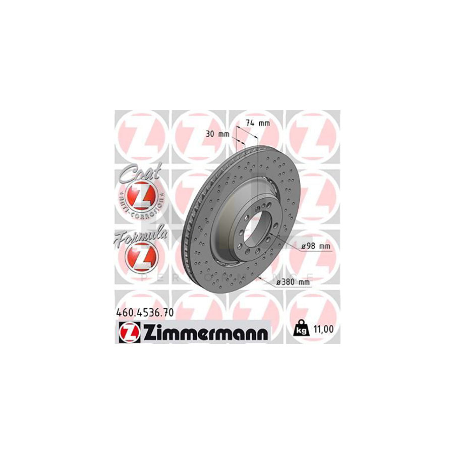 ZIMMERMANN 460.4536.70 Brake Disc Perforated, Two-piece brake disc, Vented, Coated, Alloyed / High-carbon