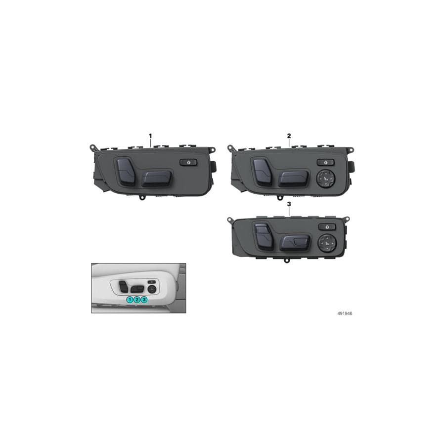 Genuine BMW 61316801484 G07 G05 G06 Seat Adjustment Switch, Right (Inc. X6 30iX, X6 30dX & X6 M50iX)