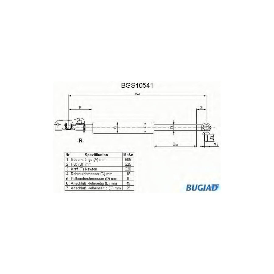 BUGIAD Bgs10541 Tailgate Strut for Toyota Starlet III Hatchback (P70)