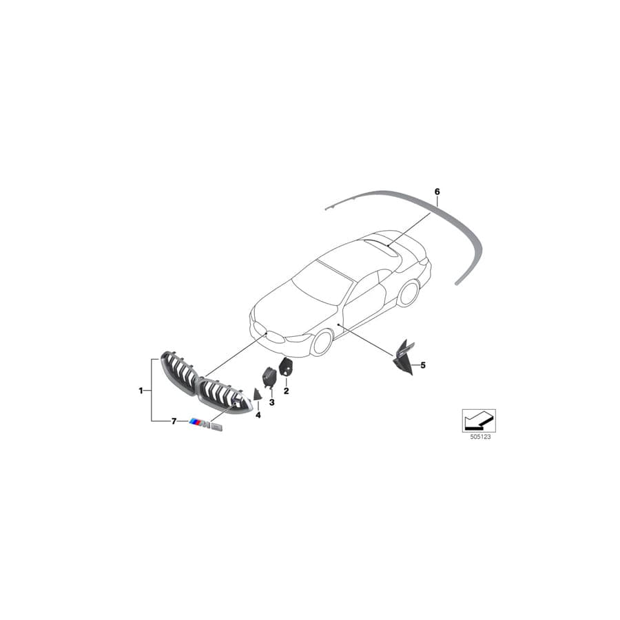 Genuine BMW 51138469492 F92 F93 F91 Badge Front Radiator Grill Left M8 (Inc. M8)