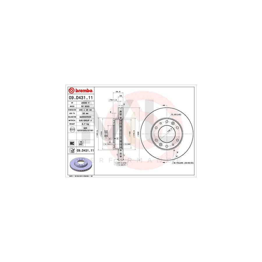brembo-09-d431-11-brake-disc-for-hyundai-h350-internally-vented-coated-high-carbon
