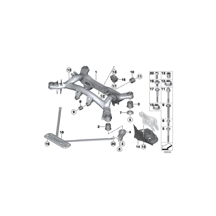 Genuine BMW 33316851656 F20 F32 Rear Axle Carrier (Inc. 228i, 120i & 118i)
