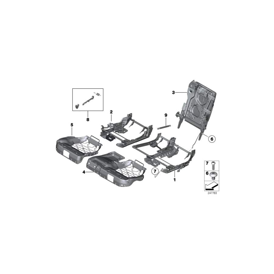 Genuine BMW 52207230144 F07 Seat Frame, Comfort Seat, Right (Inc. 550iX, 530d & 550i)