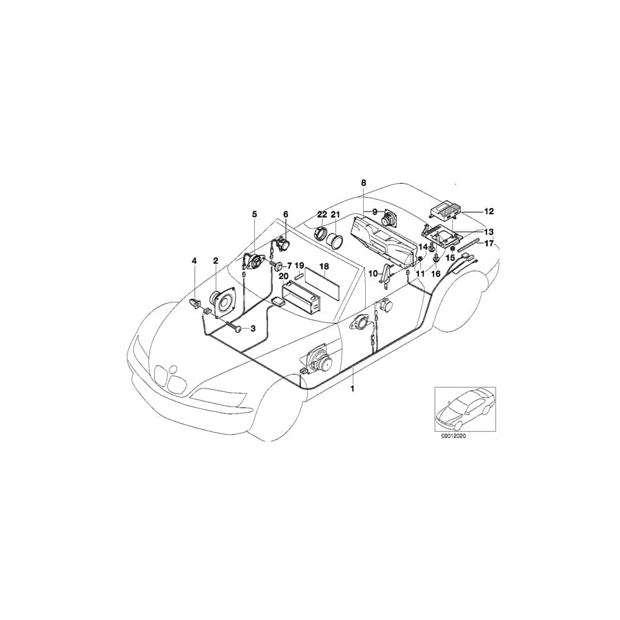 Genuine BMW 61128401988 E36 Audio Wiring Harness Hifi (Inc. Z3)