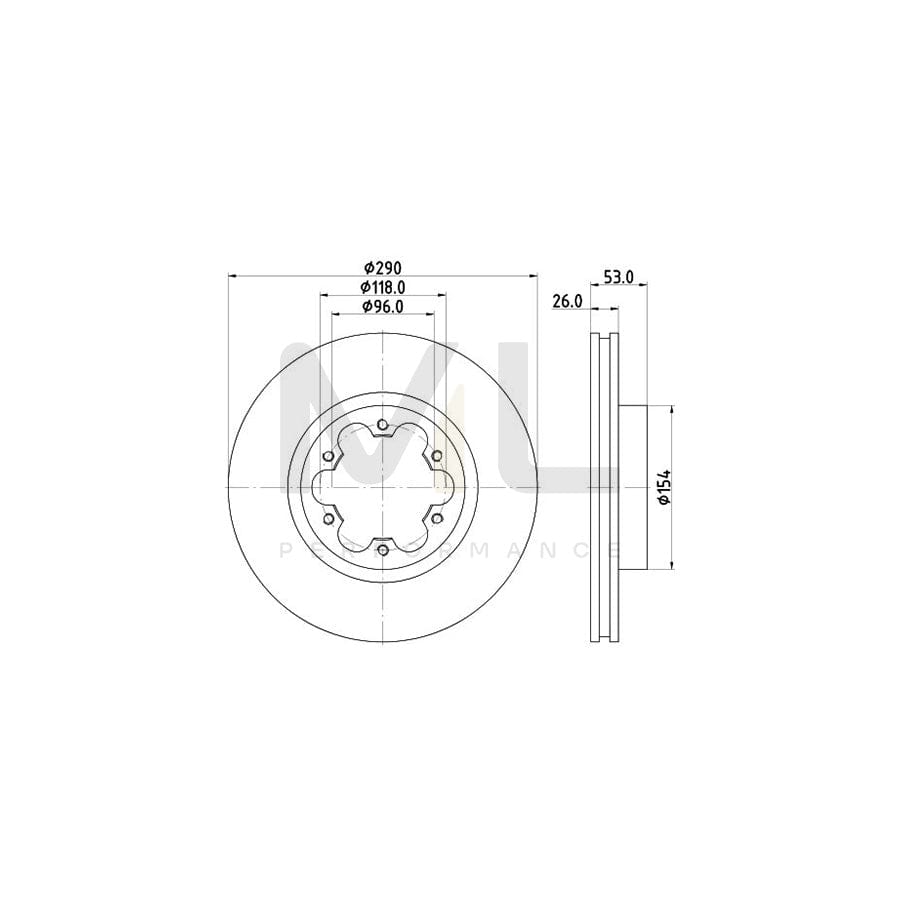 HELLA 8DD 355 118-481 Brake Disc Internally Vented, without wheel hub, without wheel studs | ML Performance Car Parts