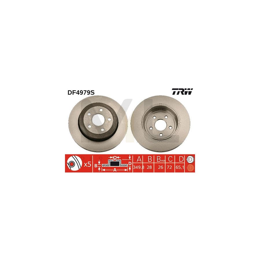 TRW DF4979S Brake Disc for JEEP Grand Cherokee III (WH, WK) Vented, Painted, High-carbon - 1 piece