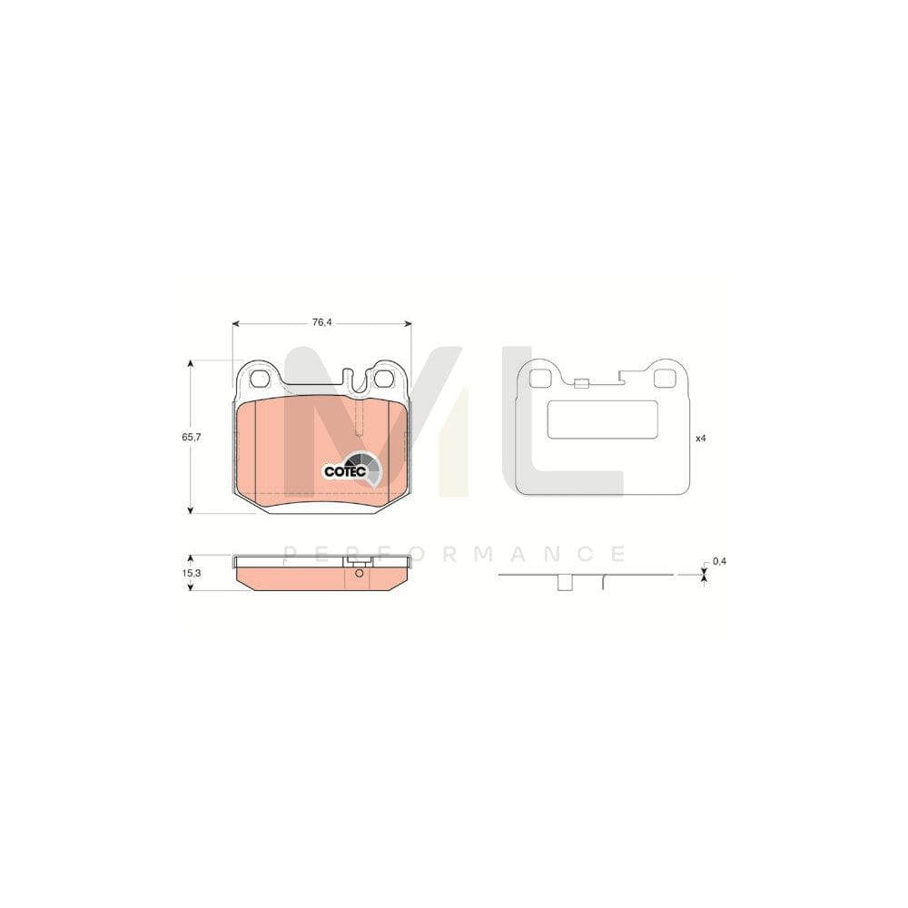 TRW Cotec Gdb1457 Brake Pad Set Suitable For Mercedes-Benz Ml-Class (W163) Prepared For Wear Indicator