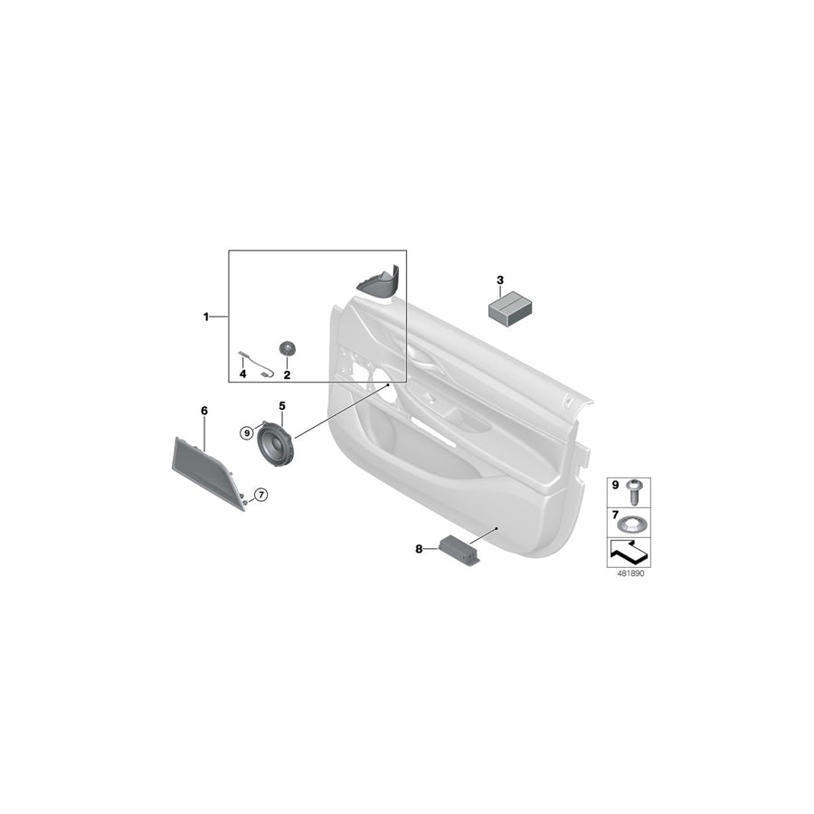 Genuine BMW 65136824621 G31 F90 G30 Mirror Baseplate, High End Sound System LINKS (Inc. 520i, 540iX & M5)