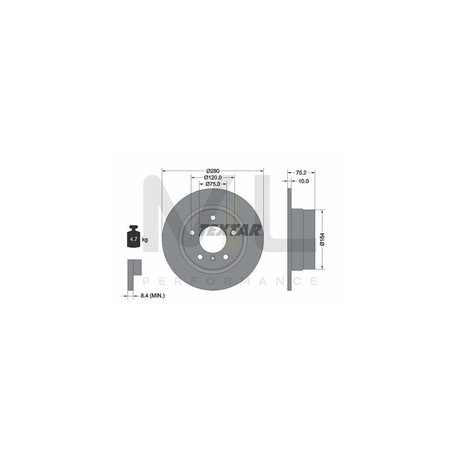 TEXTAR 92146000 Brake Disc for BMW Z4 Roadster (E85) Solid, without wheel hub, without wheel studs - 1 piece