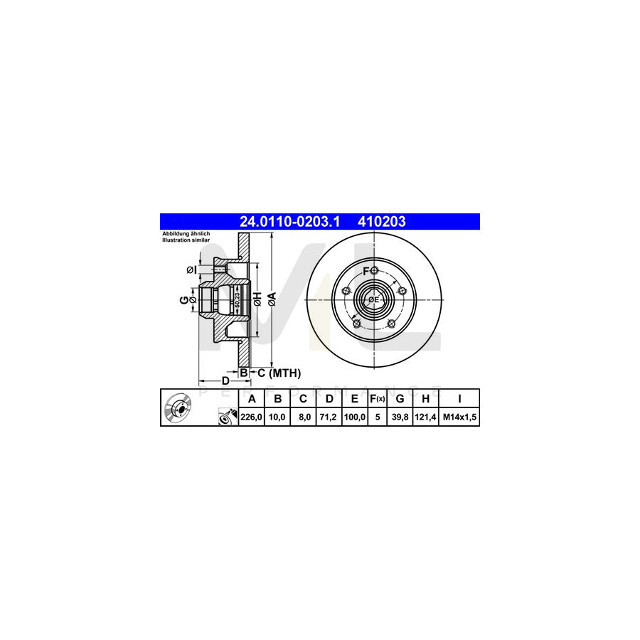 ATE 24.0110-0203.1 Brake Disc Solid, Coated, without ABS sensor ring - 1 piece