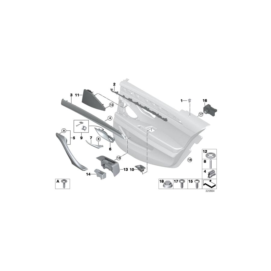 Genuine BMW 51417359314 F10 F11 Trim For Power Window, Right MOKKA (Inc. 535i, 520dX & 518d)
