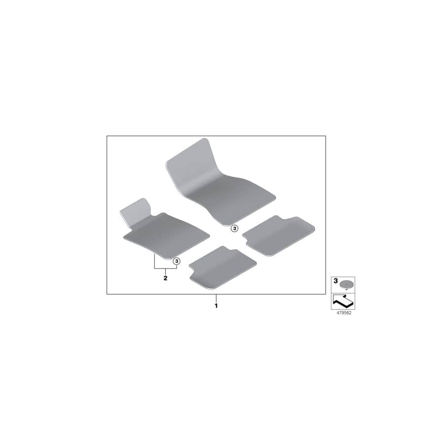 Genuine BMW 51478090549 G30 G31 Floor Mat Velours Driver Side ANTHRAZIT/BLAU (Inc. 520d ed, 530iX & 530e)