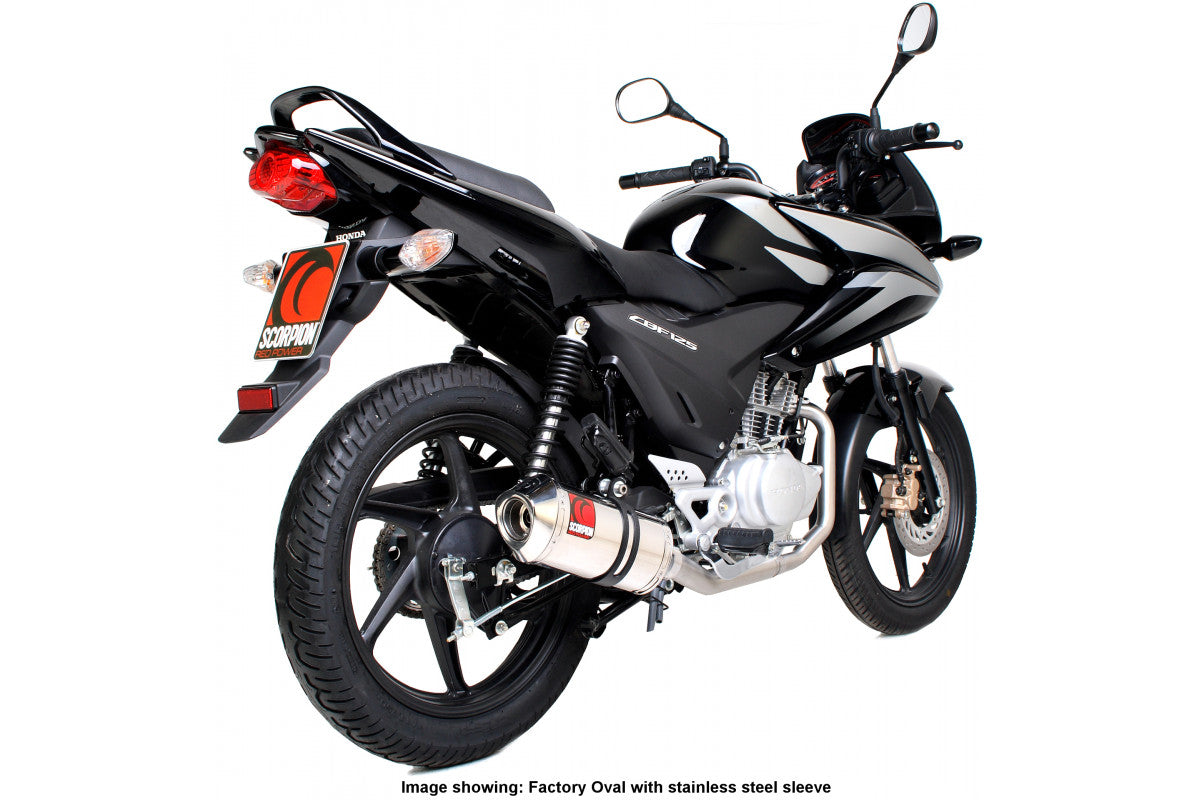 Scorpion EHA107CEO Honda CBF125 Factory Oval Full System - Carbon Fibre Sleeve | ML Performance UK UK