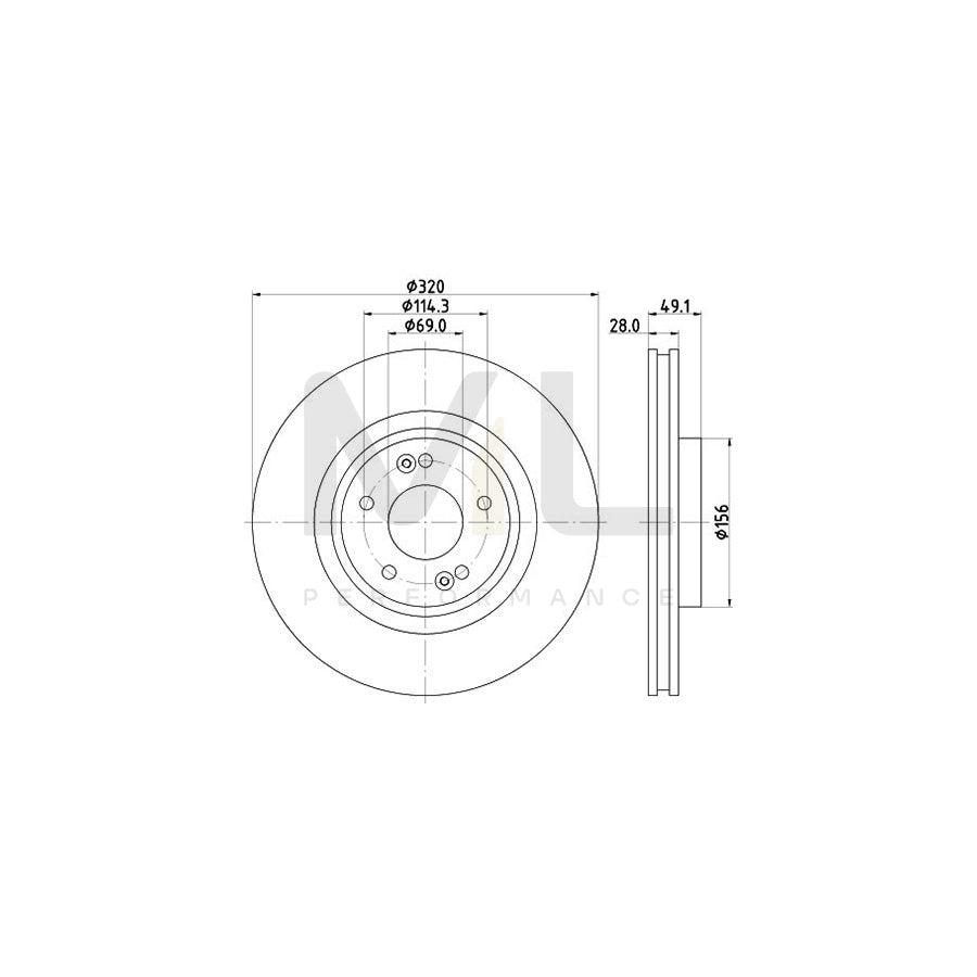 HELLA PRO 8DD 355 125-121 Brake Disc Internally Vented, Coated, without wheel hub, without wheel studs | ML Performance Car Parts