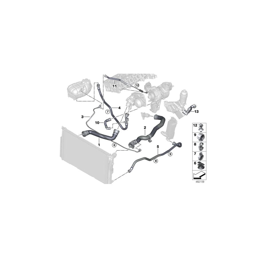Genuine BMW 11538514063 F30 F32 F23 Hose, Turbocharger-Coolant Pump (Inc. 425d, 125d & 325d)