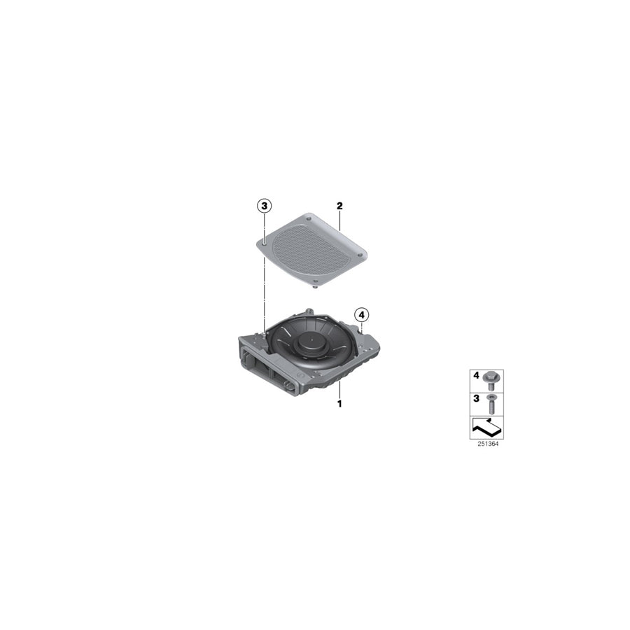 Genuine BMW 65132622489 G20 G21 Central Bass, Left TOP-HIFI (Inc. 320iX, 330iX & 320dX)