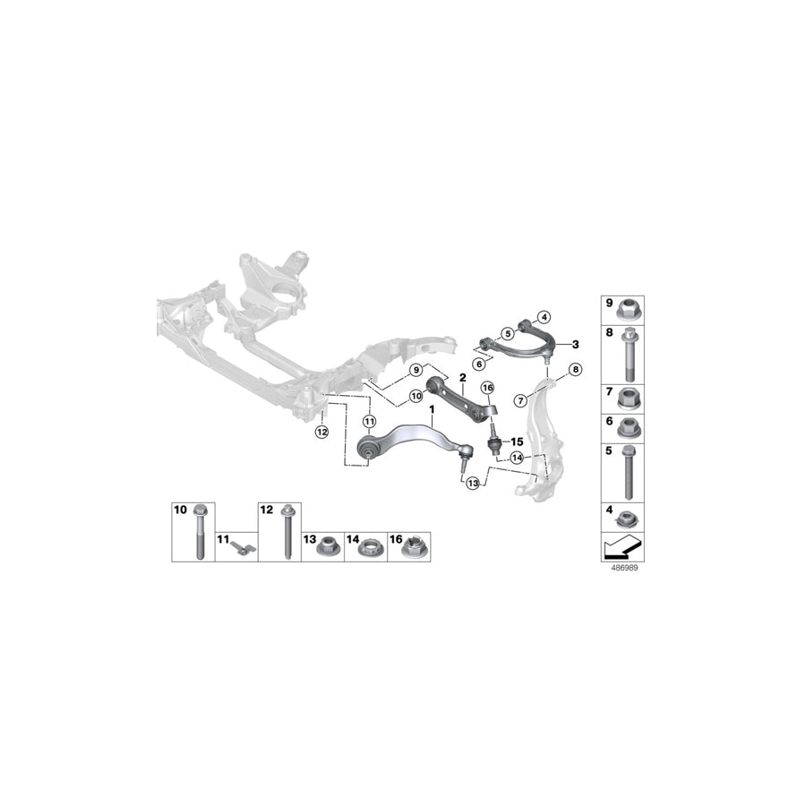 Genuine BMW 31106861165 G30 G31 Left Tension Strut With Rubber Mounting (Inc. 530iX, 540iX & 540dX)