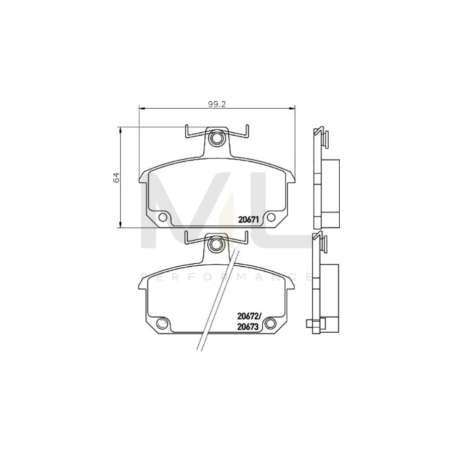 TEXTAR 2067101 Brake pad set with acoustic wear warning, with brake caliper screws