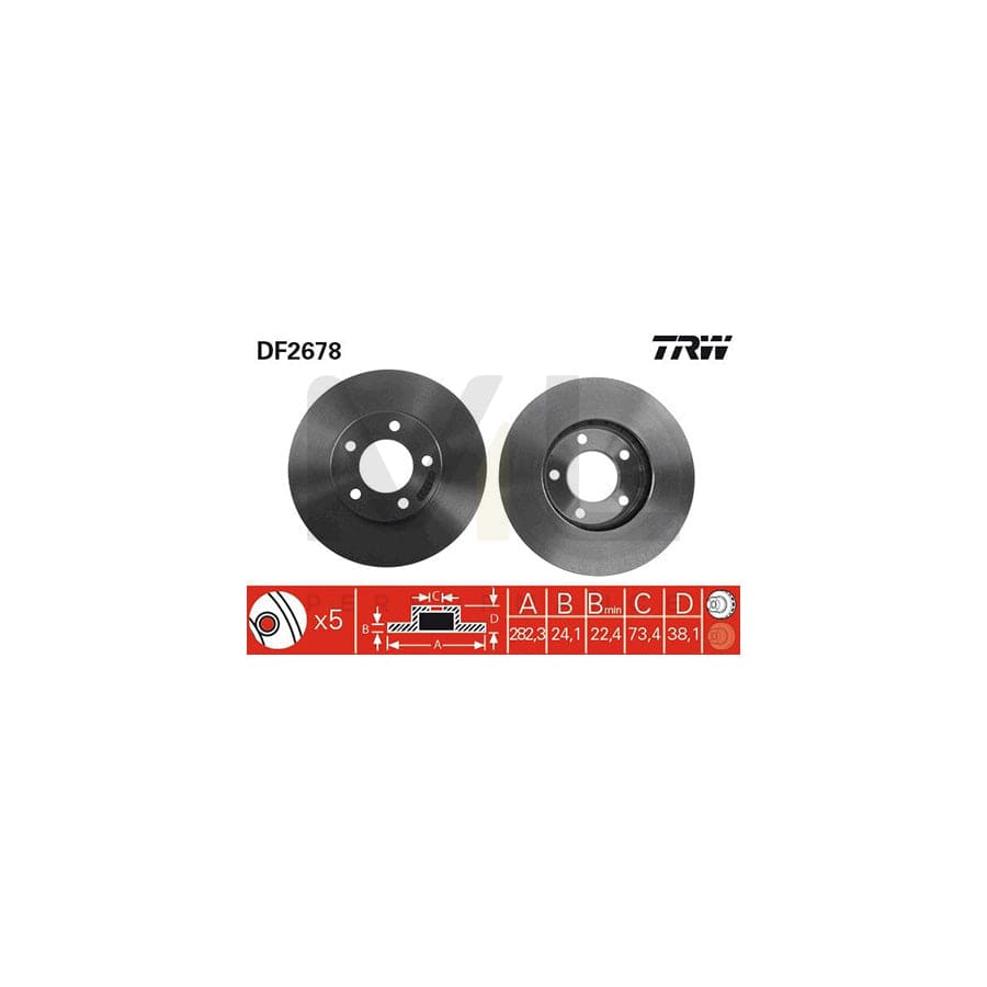 TRW DF2678 Brake Disc Vented, Painted - 1 piece