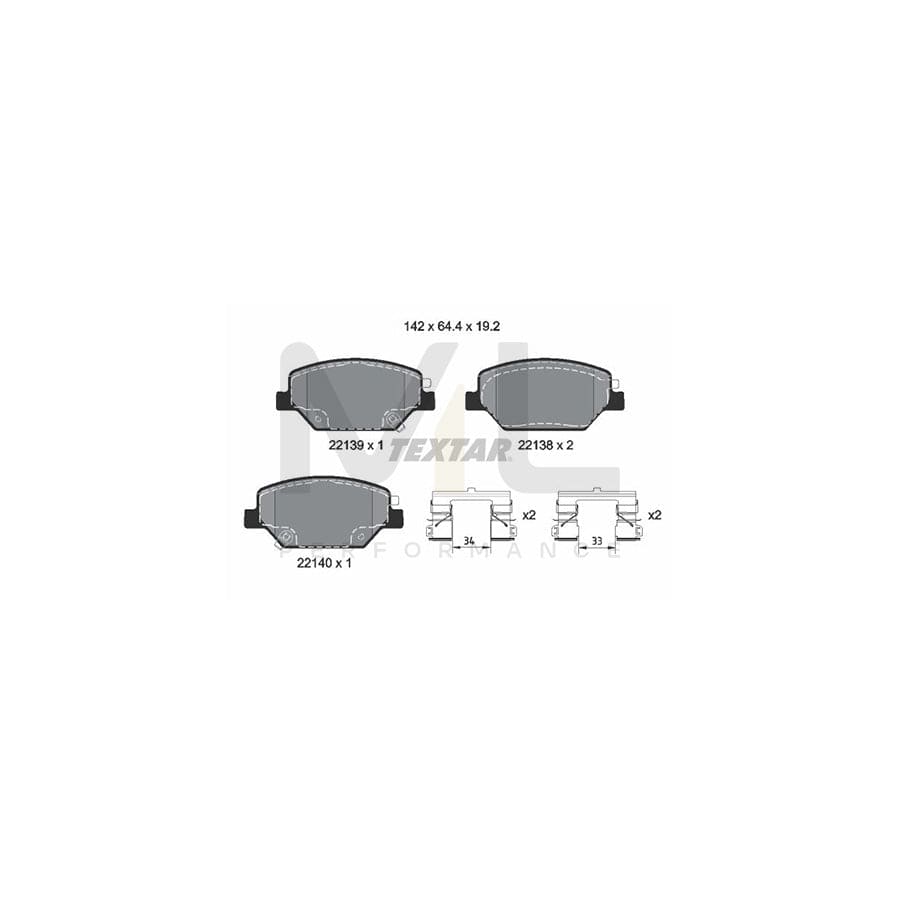 TEXTAR 2213901 Brake pad set with acoustic wear warning, with accessories