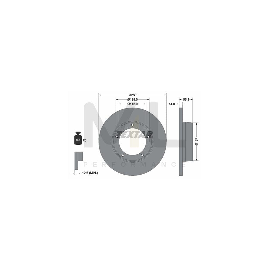 TEXTAR 92081100 Brake Disc Solid, without wheel hub, without wheel studs - 1 piece